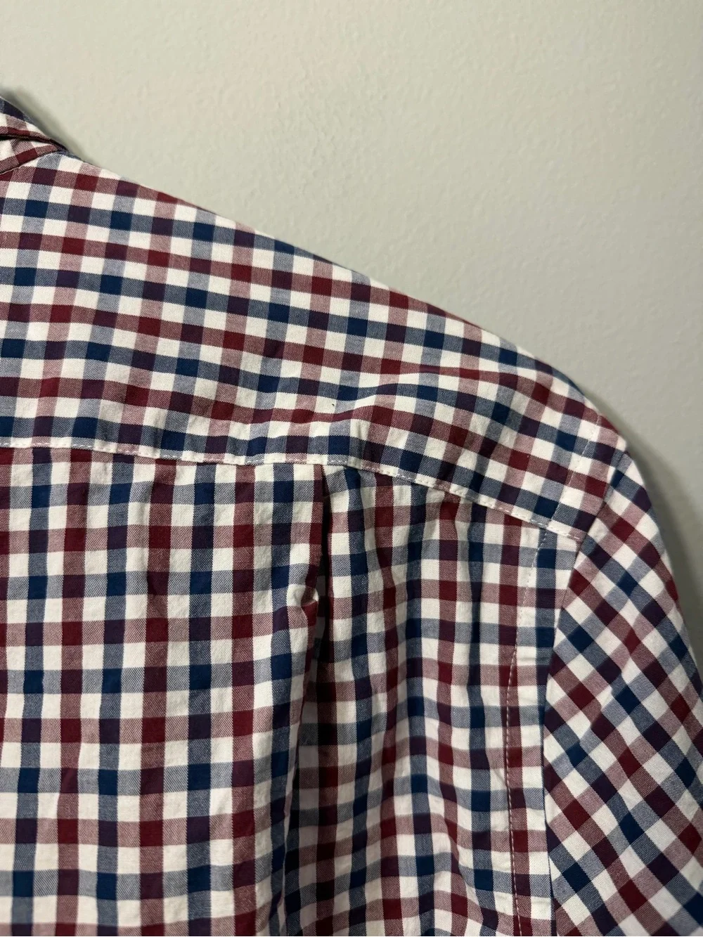 J. Crew Red Navy White Gingham Button-Down Shirt